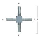 Slangtule RVS kruis A=1/8“(4,06mm)B=1,87“(47,5mm)