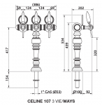 Tapzuil “Celine 107“ 5/8“ >3< (Messing)