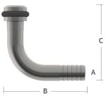 Flojet in/uit RVS bocht 90⁰ tule 6.mm (1/4”) voor G80/T500 Flojet in/uit RVS bocht 90⁰ tule 6.mm (1/4”) voor G80/T500